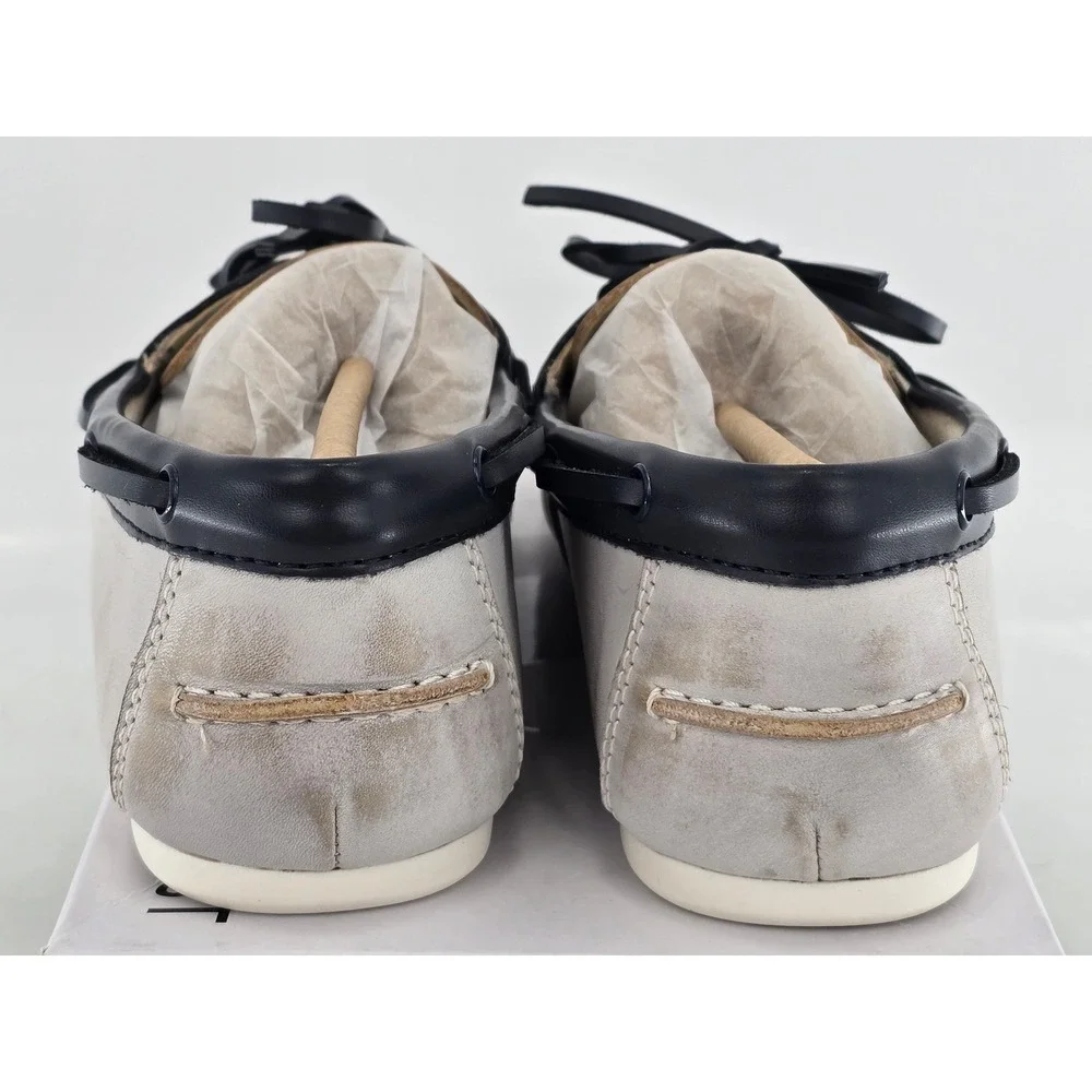 Nine West Yacht Boat Shoes Womens 7 White Navy Leather Moccasins - New